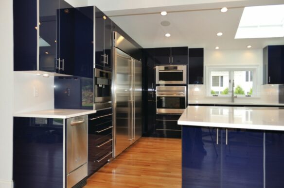 Acrilux Dark Blue Kitchen Cabinets
