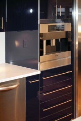 Acrilux Dark Blue Metal Kitchen Cabinets