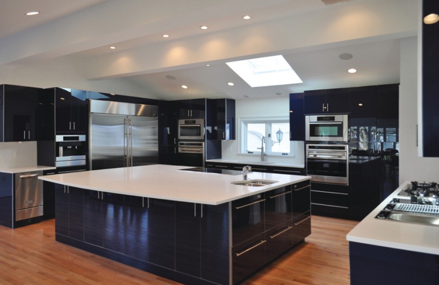 Acrilux Featured Dark Blue Aluminum Kitchen Cabinets