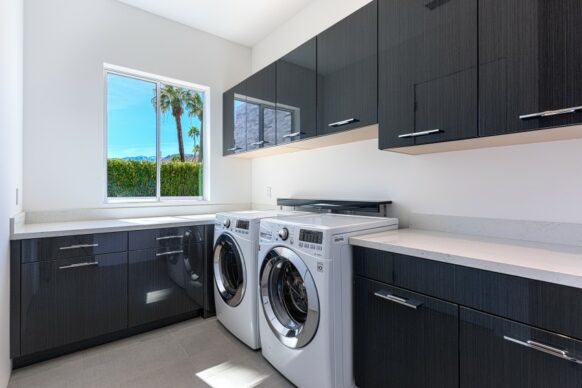 Acrilux Thermofoil Dark Blue Laundry Cabinets