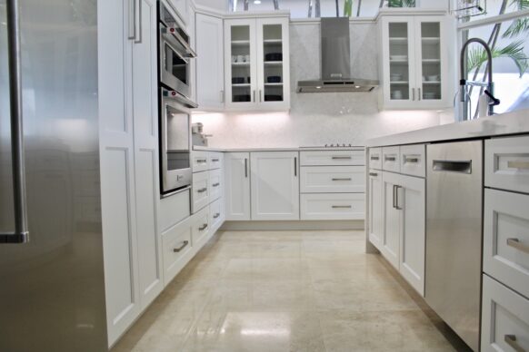 All White Diamond Cabinets and White Counter