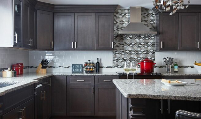 Allure Galaxy Featured Dark Brown Wood Kitchen Cabinets