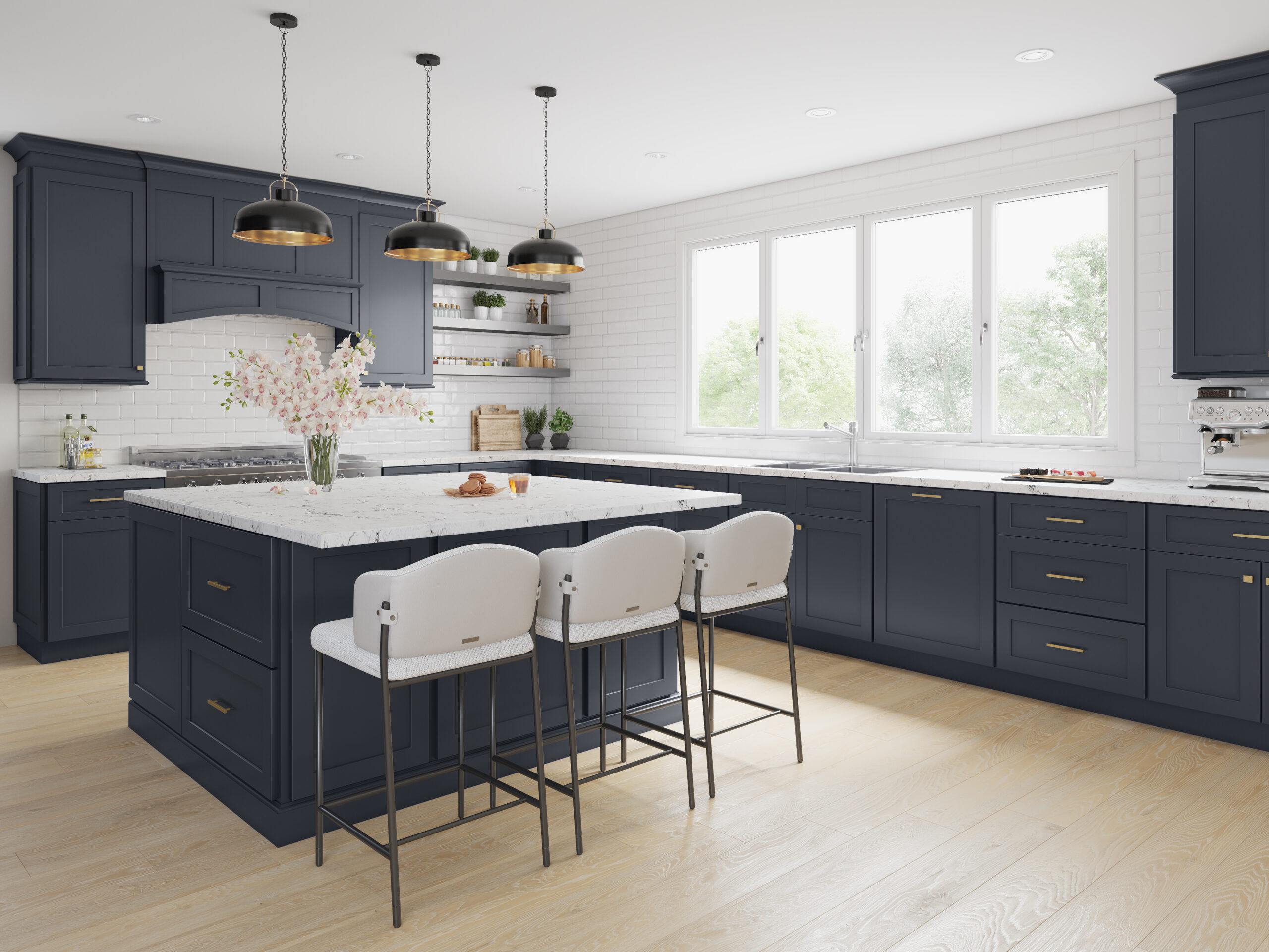 Allure Galaxy Featured Indigo Wood Kitchen Cabinets