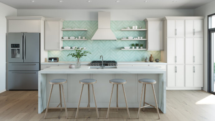 Allure Luna Featured All White Wood Kitchen Cabinets