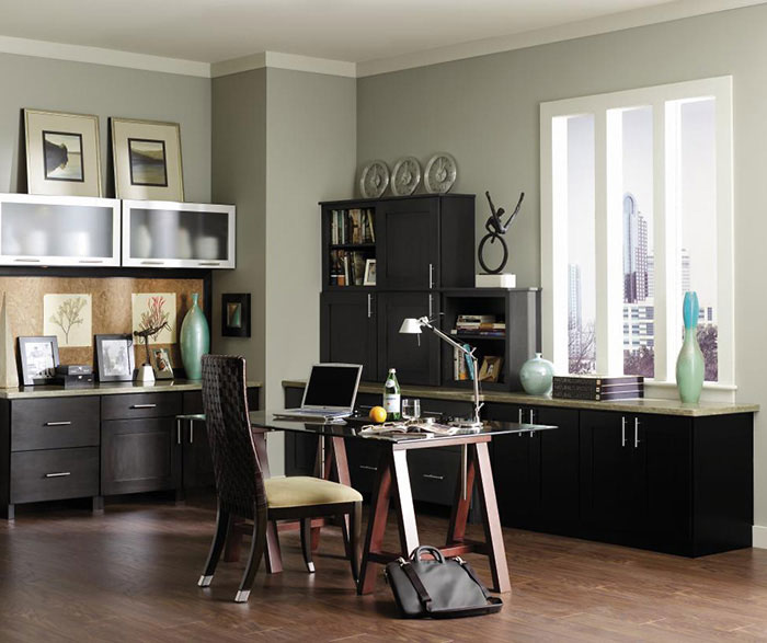 Artisan Featured Dark Grey Wood Office Cabinets