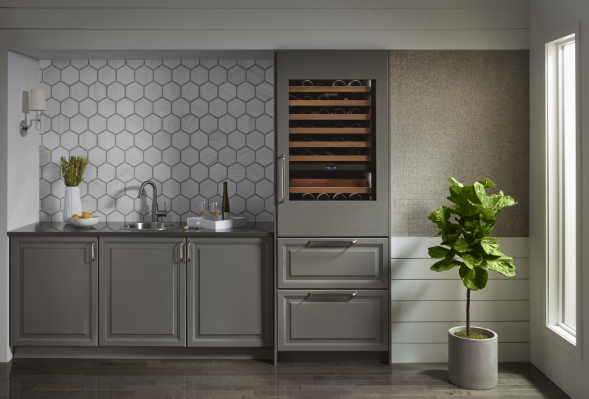 Asheville Featured Gray Wood Wet Bar Cabinets