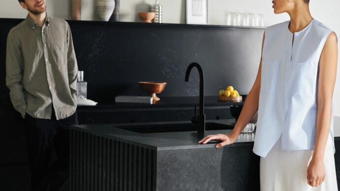 Caesarstone Black Tempal Modern Kitchen Counter