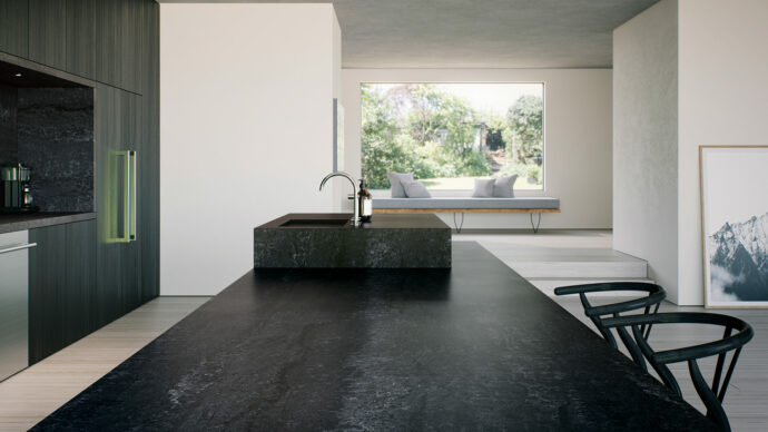 Caesarstone Black Tempal Modern Kitchen Counters