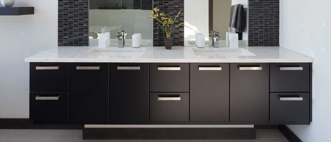 Cottonwood Contemporary Black Wood Bathroom Cabinets