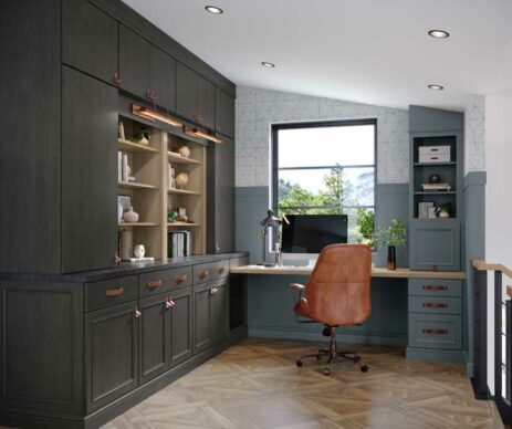 Della Haskins Featured Gray Home Office Cabinets