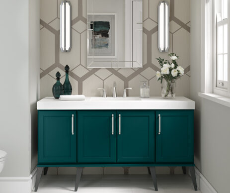 Gunther Featured Teal Wood Bathroom Cabinets
