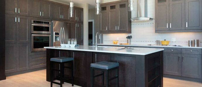 Iron Shore Featured Transitional Wood Kitchen Cabinets