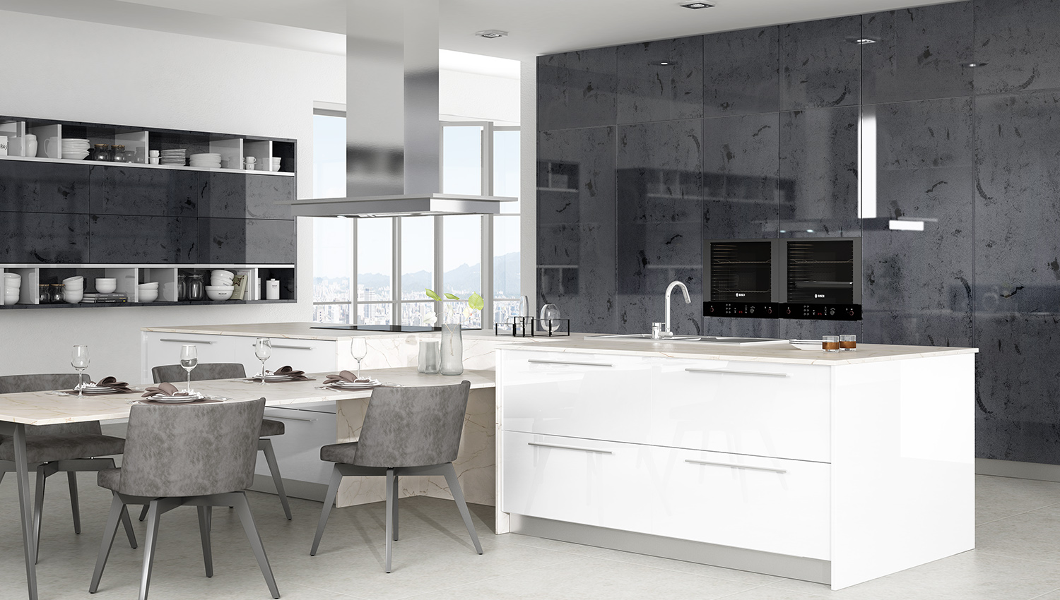 Milino Luxe Metallo 2 Kitchen Cabinets