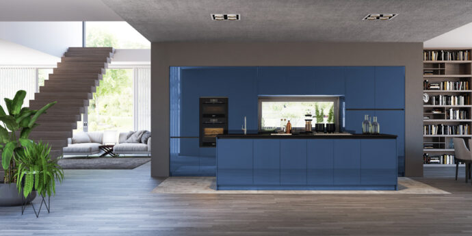 Milino Luxe Solid Azul Marino Kitchen Cabinets