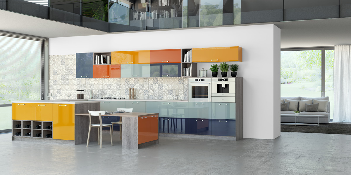 Milino Multi Colored Kitchen Cabinets