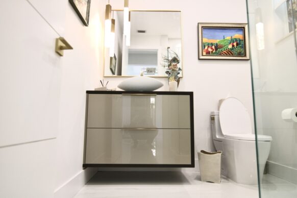 Modern UltraCraft Bathroom Cabinets and Quartz Countertop