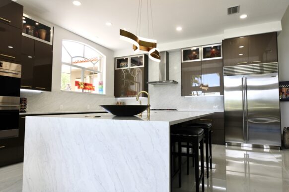 Modern UltraCraft Kitchen Cabinets and Quartz Counters