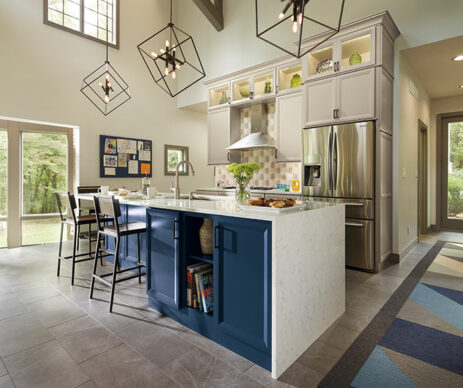 Modesto Contemporary Blue White Kitchen Cabinets