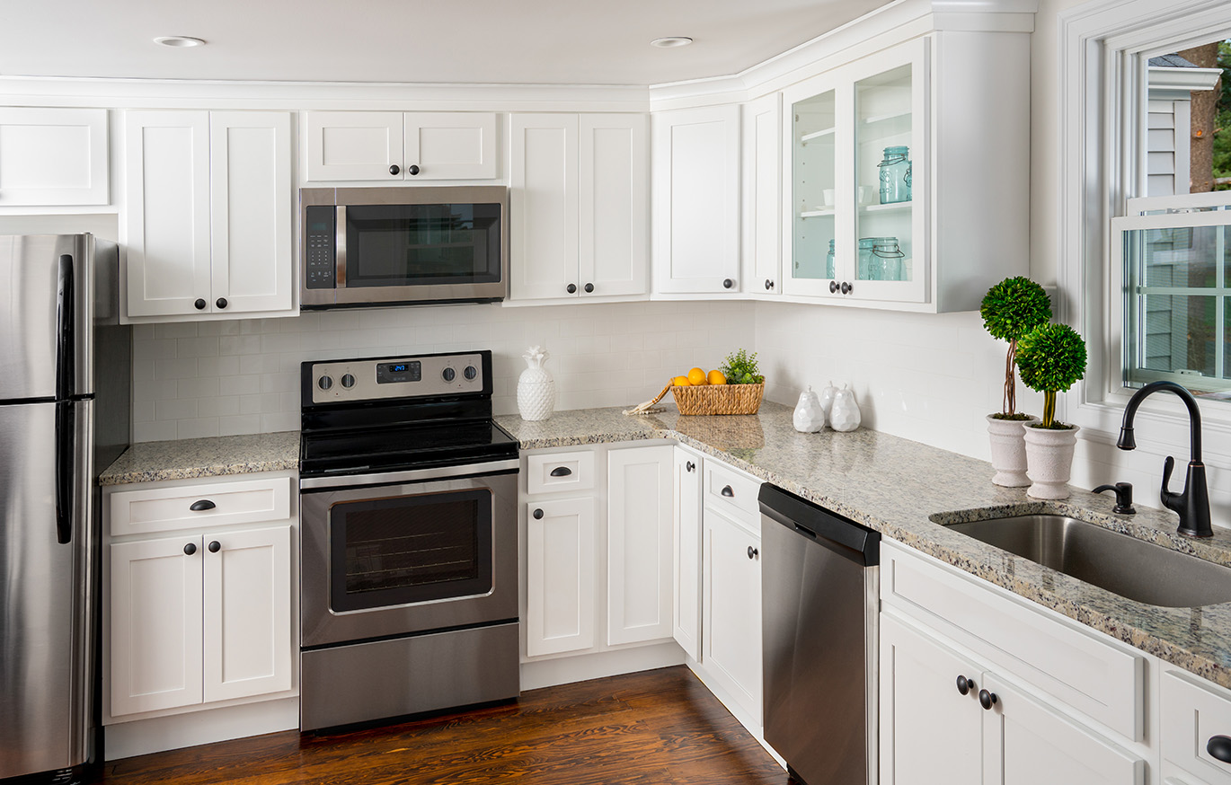 Quest Discovery Featured All White Wood Kitchen Cabinets
