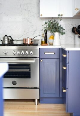 Shaker Blue Two Tone Wood Kitchen Cabinets