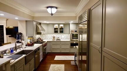Sydney's Gray Shaker Kitchen and Wet Bar Cabinets
