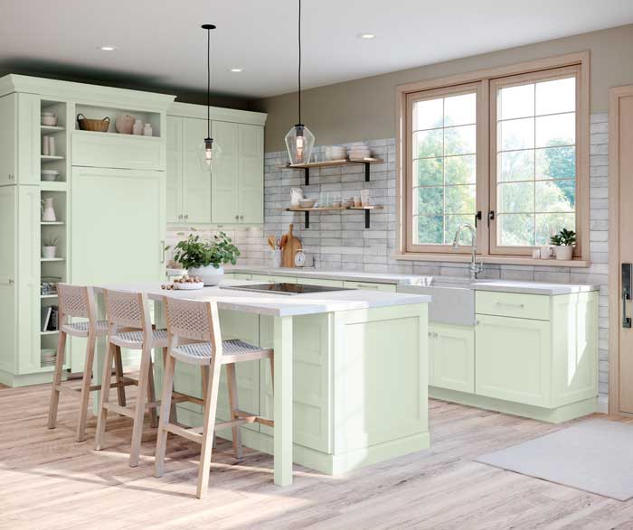 Tobi Featured Green Wood Kitchen Cabinets