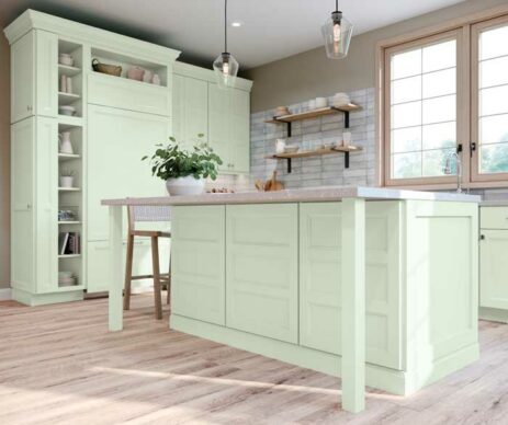 Tobi Fleeting Green Kitchen Cabinets