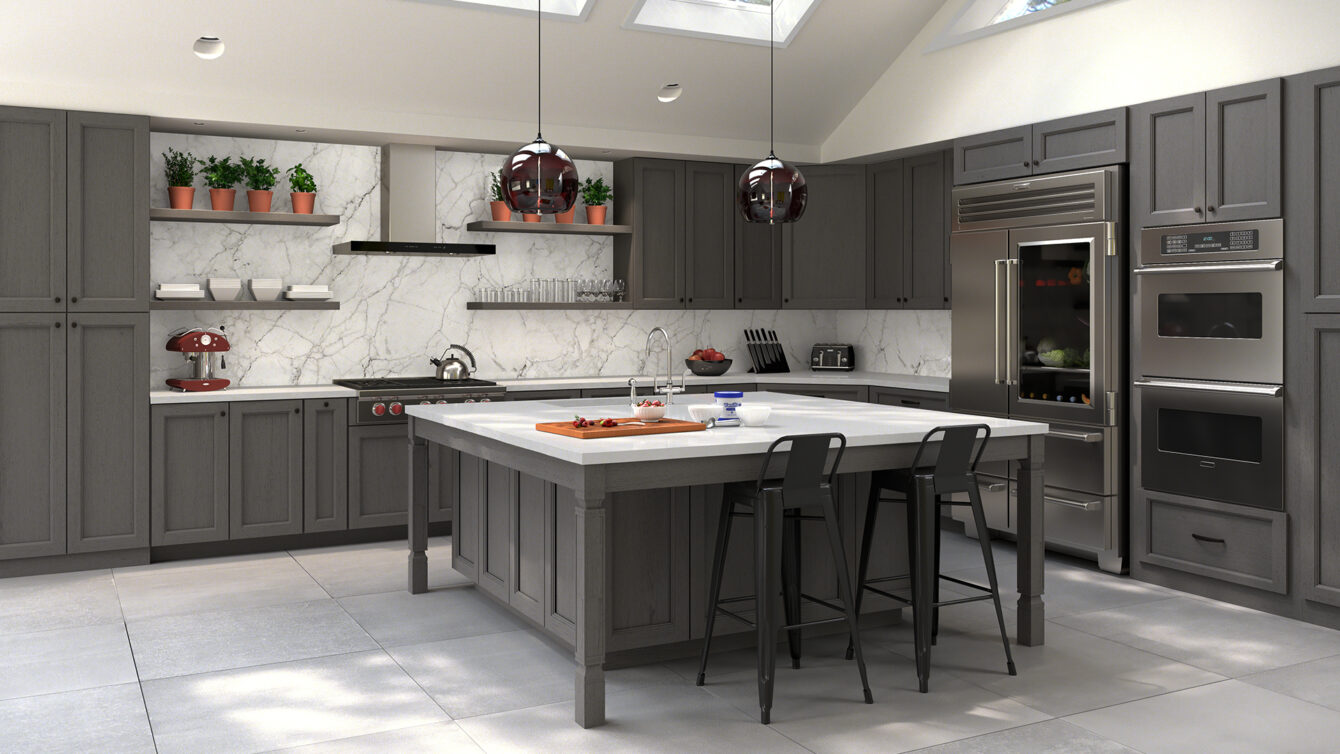 Town Collection Featured All Gray Wood Kitchen Cabinets