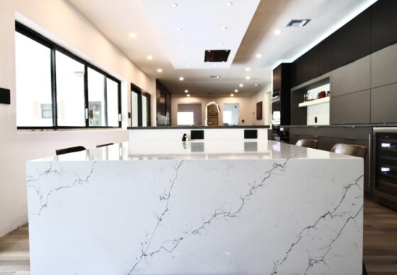 Ultra Modern Two Toned Kitchen Table and Quartz Countertops