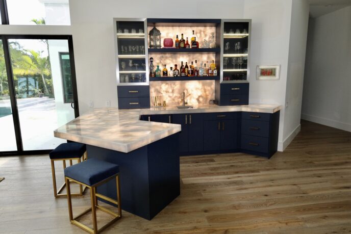 UltraCraft Bar Cabinets with White Porcelain Countertops