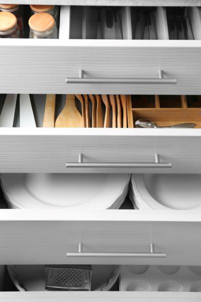 Inside view of cabinet drawers